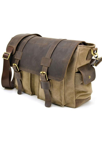 Сумка портфель через плече для чоловіків з текстилю та натуральної шкіри для документів А4 для ноутбука Коричневий 40432 TARWA (361660324)