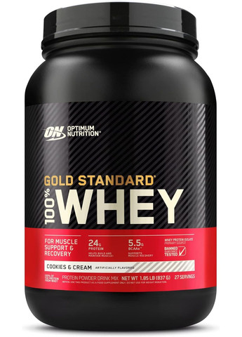 Протеїн Optimum Gold Standard 100% Whey 908 g (Cookies cream) Optimum Nutrition (284120241)