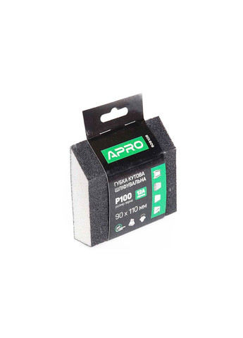 Губка шлифовальная P100 для обработки поверхностей 110 x 90 x 25 мм мокрый/сухой метод Apro (332206419)