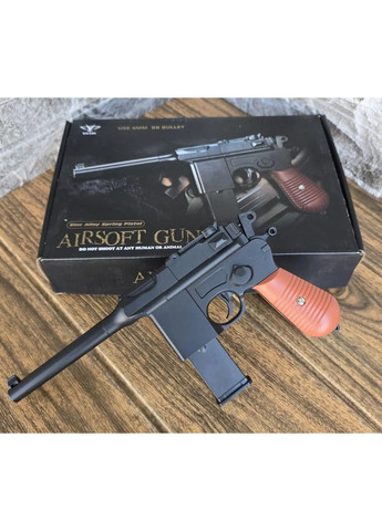 Страйкбольный Пистолет Маузер С96 V10 металл, стреляет пульками 6 мм Черный Vigor (370776282)