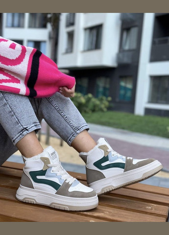 Зимние стильные зимние хайтопы кроссовки женские (подростковые) Fashion из искусственной кожи