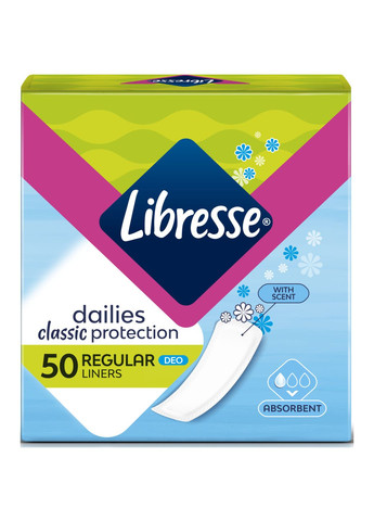 Щоденні прокладки (7322540261455) Libresse dailies classic protection deo 50 шт. (268145569)