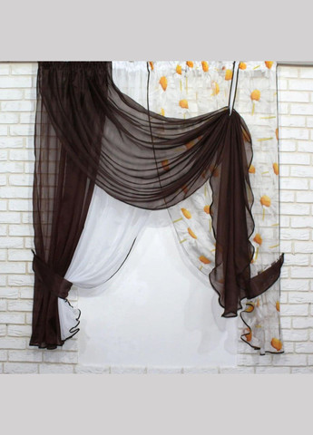 Шифоновые занавески шторы короткие 2x340x170 см (zanaves089к-3) No Brand (308755323)