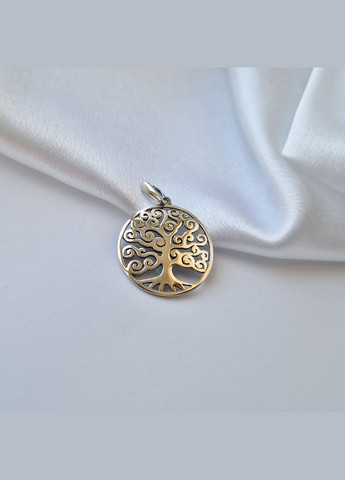 Срібна кругла підвіска кулон Дерево Життя без каменів срібло 925 проби Чорнене 31103ч 3.10г No Brand (306741515)