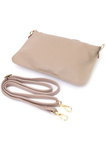 Жіноча сумка-клатч з двома ременями з натуральної шкіри 22643 Бежева Vintage (297957417)