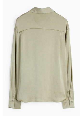 Оливковковая (хаки) кэжуал рубашка однотонная C&A