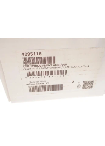 Пружина (передняя) VW Passat B6/B7 2.0TDI/4motion 05-14 (седан/унив))/Audi A3 2.0FSI/TFSI 03-13 4095116 (opt-om) Lesjofors (367830996)