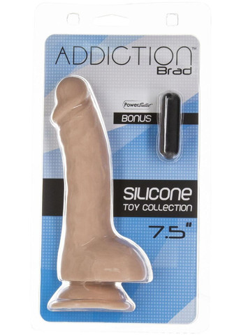 Вигнутий фалоімітатор на присосці ADDICTION — BRAD 7,5″ Dildo With Balls, Beige No Brand (366878257)