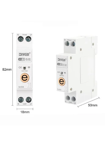 Умный WiFi выключатель, только таймер 1P+N 50A 230V eWeLink [DGB-63E-50A] Diygo (394238258)