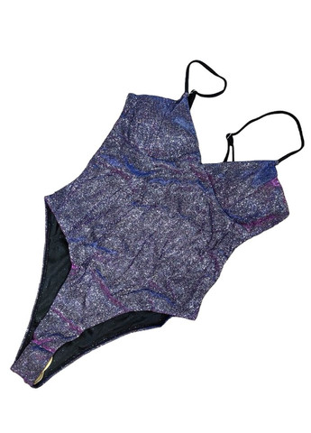 Фиолетовый летний купальник сдельный слитный цельный голографически переливается слитный No Brand 2293