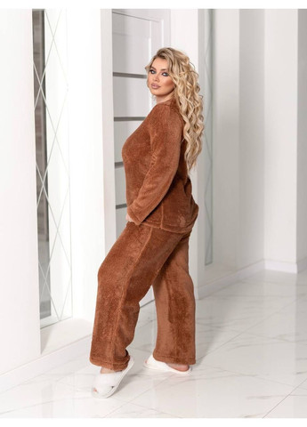 Коричнева всесезон піжама махрова тепла кофта + брюки popluzhnaya