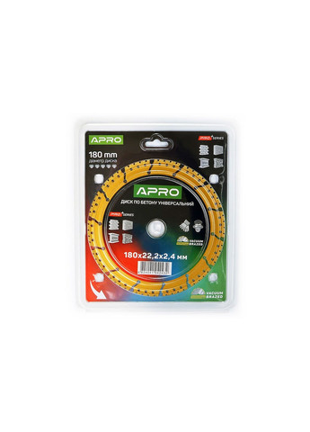 Диск отрезной алмазный универсальный металл бетон 180 мм сегмент PRO Apro (363977068)