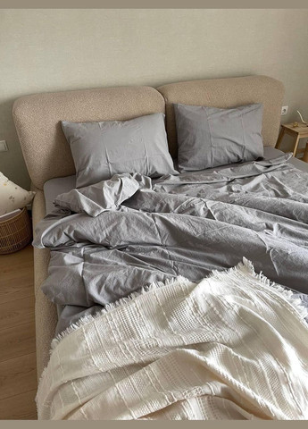 Комплект постельного белья Евро 200х220 наволочка 70х70 2шт Серый (П4К-al-sikel-var-001-01) No Brand (348094910)