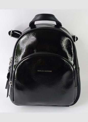 Рюкзак жіночий з екошкіри лаковий чорний Karlos Marconi (347640653)