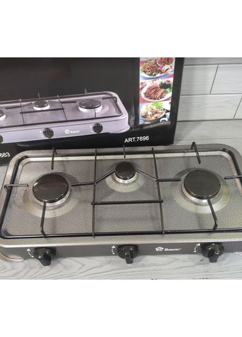 Настільна газова плита таганок на 3 конфорки з емальованим покриттям для дому та дачі MS-6663 Domotec (350349326)