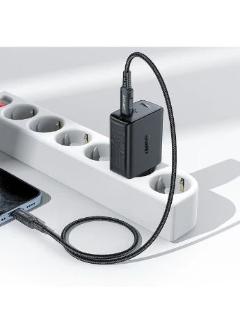 Мережевий зарядний пристрій (USB-C+USB-C) dual port charger Black (6974316281443) Acefast A29 PD50W GaN (361347667)