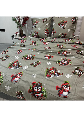 Зимнее постельное белье фланель (байка) полутораспальный размер цвета хаки – мягкость, тепло и новогоднее настроение! No Brand (370278955)