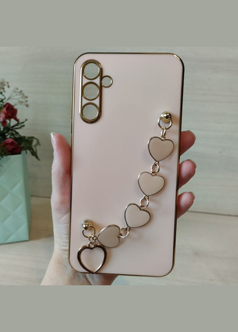 Чохол для samsung a34 жіночий силіконовий із золотистою рамкою Luxury (чорний) No Brand (296914460)