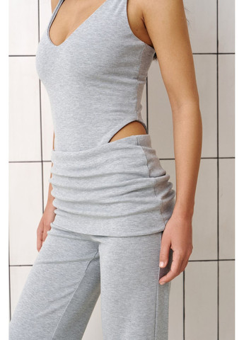 Боди с V-образным вырезом и тонкими бретелями серый Queenfluence Боді Soft Touch (365434962)