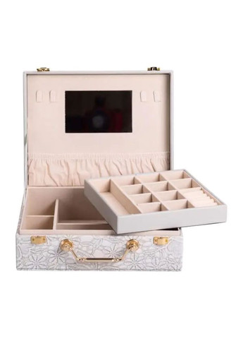 Скринька для прикрас з екошкіри 2 яруси з дзеркалом органайзер для ювелірних виробів велюрова для зберігання ProDobro (364190448)