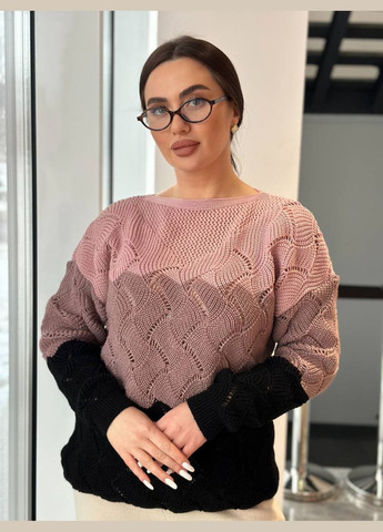 Чорний жіночий вовняний светр соломія з ажурної машинної в'язки чорний You Best