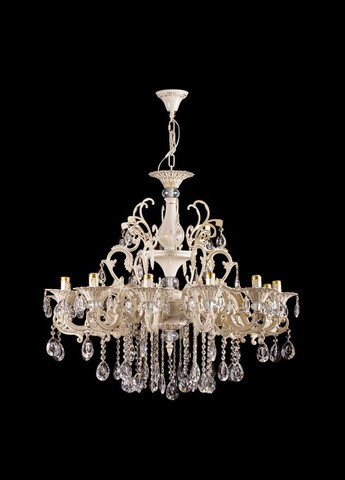 Люстра классическая 12 ламп E14 с хрустальными подвесками слоновая кость 90х120 см SVET (301348116)
