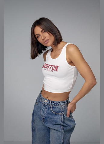 Майка в рубчик із принтом Boston Liton — 296469580