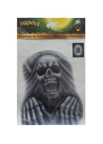 Наклейка для Хелловін на дзеркало Скелет 37 на 28 см сірий Jannet Наклейка (360920691)