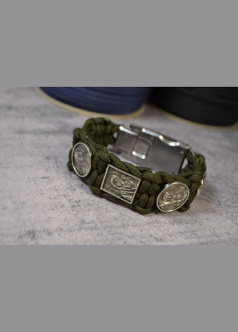 Браслет с Архангелом Михаилом, Девой Марией, Иисусом Христом и гербом Украины из мельхиора ручного литья No Brand (355796130)