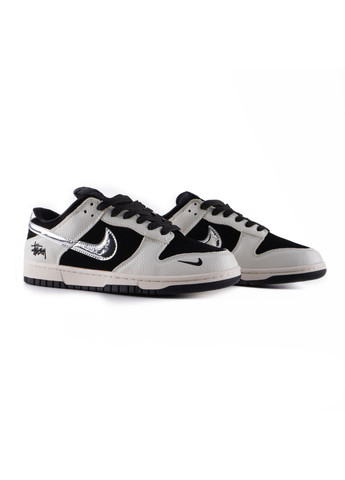 Черные демисезонные кроссовки мужские nike sb dunk low x stussy black white metallic найк сб данк No Brand