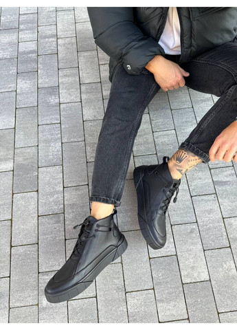 Черные осенние мужские кожаные ботинки VZUTIK