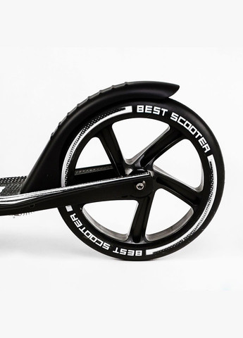 Двоколісний складний самокат, ліхтарик, амортизатор. Black and white (113217) Best Scooter (340908843)