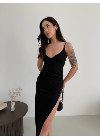 Чорна повсякденний, вечірня, кежуал жіноча сукня силуетна No Brand однотонна