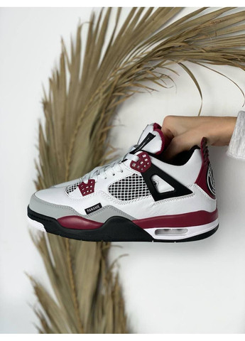 Белые демисезонные кроссовки мужские nike air jordan retro 4 pari stain germain найк аир джордан No Brand