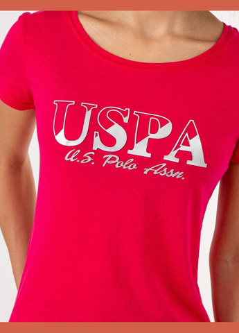 Жіноча футболка USPA METALLIC SLASHED фуксія U.S. Polo Assn. (295979281)