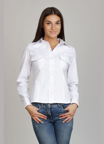 Белая женская рубашка с карманами P73 2 Льва (342414986)