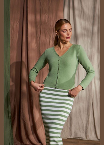 Зеленый демисезонный женский укороченный кардиган с вискозой и шелком (2463) Triko Bakh