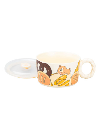 Миска для локшини керамічна Bear 800 мл з герметичною кришкою TS Kitchen HP7215B No Brand (360977797)