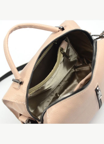 Пудрова шкіряна жіноча молодіжна сумка з ручкою та довгим ремінцем через плече Serebro (278260583)