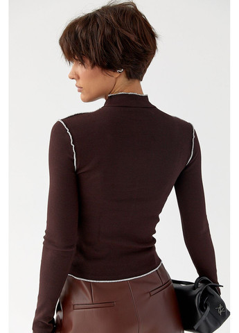 Жіночий лонгслів у рубчик з контрастними швами назовні Lurex (363555380)