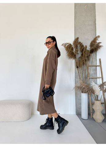 Темно-бежева жіноча сукня-худі на флісі Osoblyva