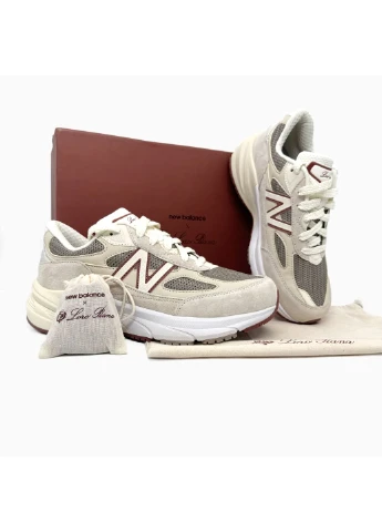 Бежевые летние кроссовки new balance new balane 990v6 x loro piana beige/bordo нью беланс 990в6 No Brand