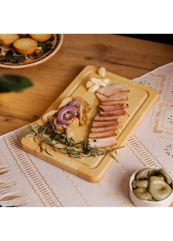 Сервировочная доска из ясеня 35×25 см деревянная для подачи мяса и закусок столовая тарелка ProDobro (370432855)