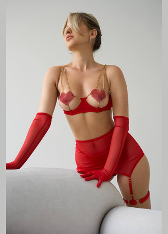 Червоний демісезонний спокусливий комплект з прикрасами Vakko