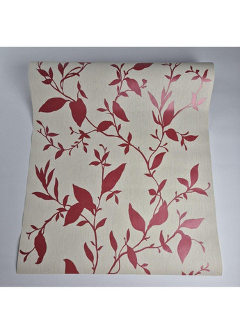 Обои виниловые на флизелине 0.53 × 10.05 м 57835, бежевые с красными листьями для спальни, гостиной, коридора MARBURG (368895768)