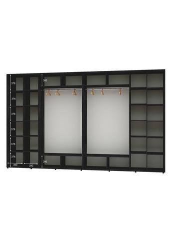 Шафа-купе чотиридверна 380*60*230 Бетон темний 4 двері ДСП Алекса (360478357)