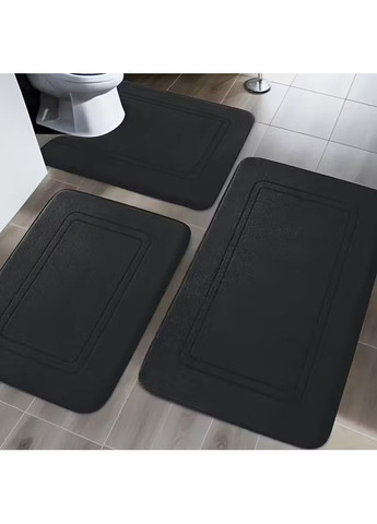 Набір 3-х килимків для ванної з ефектом пам'яті "KVADRO" Антиковзаючий Водопоглинаючий Чорний (7800697) No Brand (365280674)