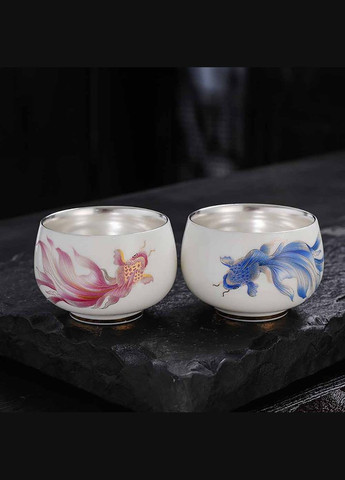 Пиала Шедевры старины DH-P040 Голубой Карп Кои, 180мл No Brand (305137063)