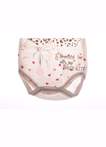 Боді з довгим рукавом для дівчинки з кішкою рожевий інтерлок MiniPapi 62 см (30968) BABYKROHA (297199725)