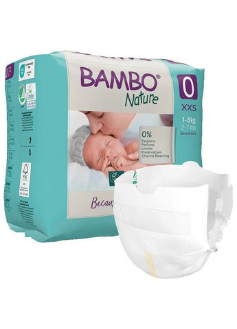 Эко Подгузники на липучках Nature 0 (1-3 кг), 24 шт. Bambo 1000010819 (366578294)